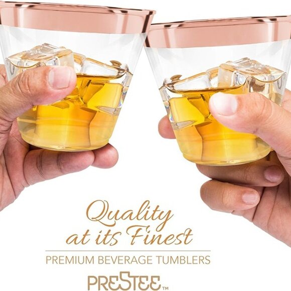 NEW  100 Rose Gold Plastic Cups - 9 oz Hard Disposable Rose Gold Cups - Picture 9 of 9